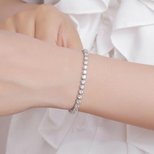 925 Sterling Silver Bracelet & for woman & with rhinestone 