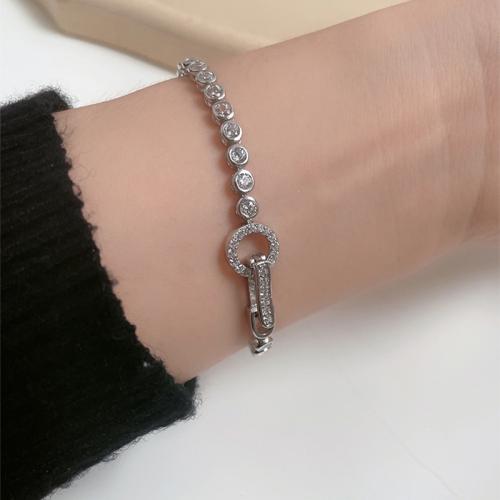 925 Sterling Silver Bracelet & for woman & with rhinestone 