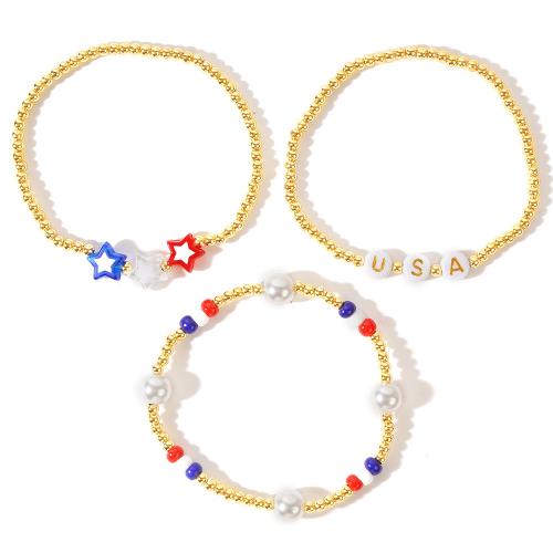 Brass Bracelets, with Resin & Plastic Pearl, gold color plated, fashion jewelry & for woman Approx 17.5 cm 