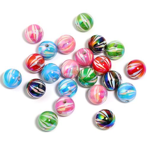 Plating Acrylic Beads, Round, DIY, mixed colors, 16mm 