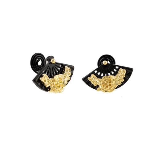 Zinc Alloy Stud Earring, stoving varnish & for woman, black 