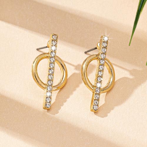 Zinc Alloy Stud Earring, plated, micro pave cubic zirconia & for woman, gold 