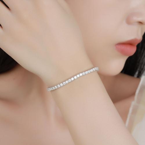 925 Sterling Silver Bracelet, with Moissanite, Unisex 