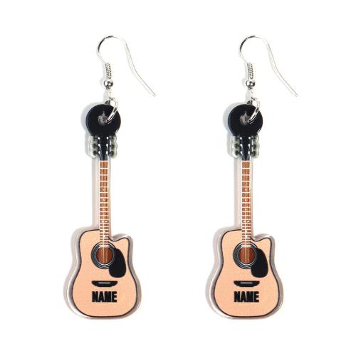 Acrylic Drop Earring, Guitar, printing, cute & for woman 