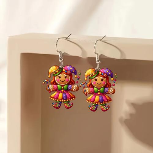 Acrylic Drop Earring, printing, cute & for woman 