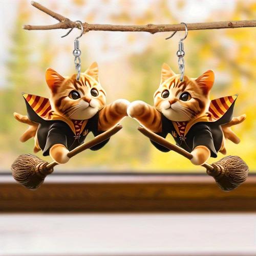 Acrylic Drop Earring, Cat, printing, cute & for woman 