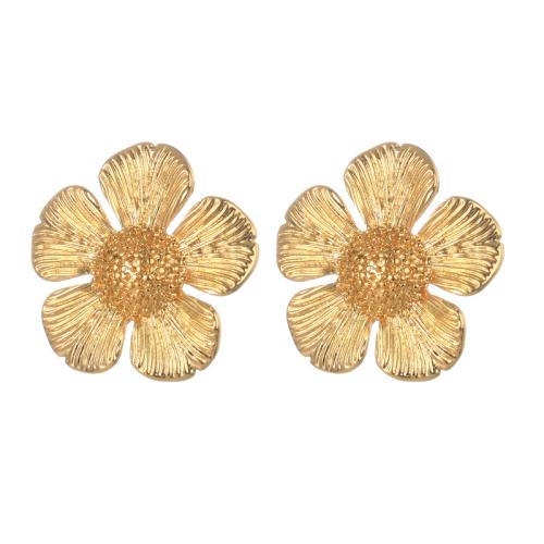 Stainless Steel Stud Earring, 304 Stainless Steel, petals, plated, for woman, gold 