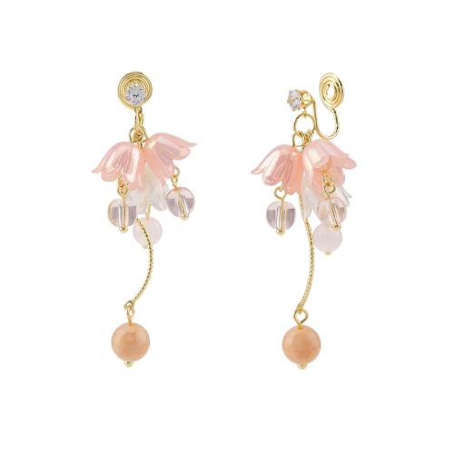 Crystal Drop Earring, Brass, with Crystal, plated & for woman & with rhinestone, golden 