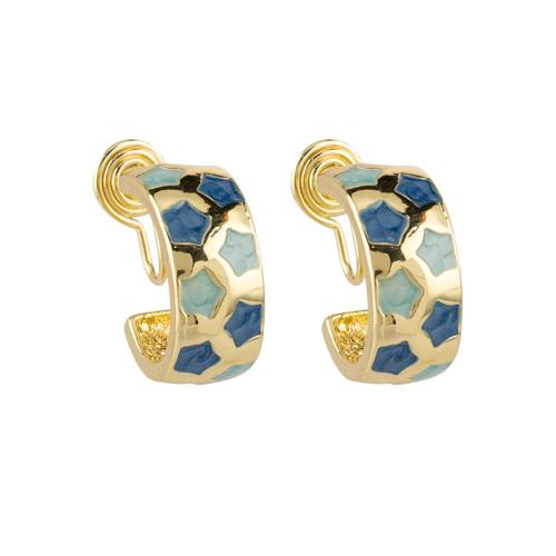 Enamel Zinc Alloy Stud Earring, plated & for woman, golden 