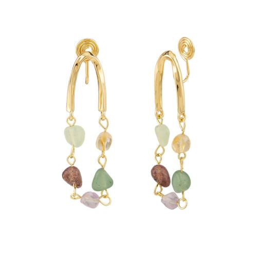 Gemstone Drop Earring, Zinc Alloy, with Natural Stone, plated & for woman, golden 