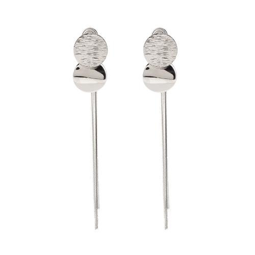 Zinc Alloy Drop Earring, plated & for woman, silver color 