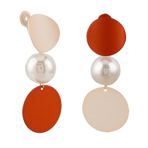 Plastic Pearl Zinc Alloy Earring, with Plastic Pearl, stoving varnish & for woman, mixed colors 