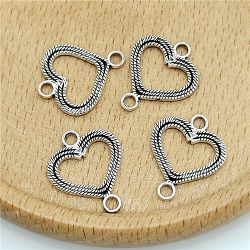 Zinc Alloy Charm Connector, Heart, antique silver color plated, DIY & 1/1 loop 