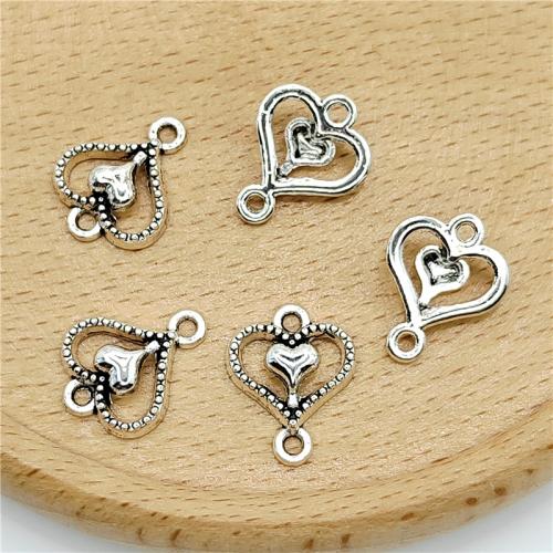 Zinc Alloy Charm Connector, Heart, antique silver color plated, DIY & 1/1 loop 