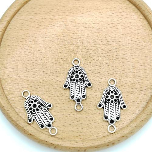 Zinc Alloy Charm Connector, Hamsa, antique silver color plated, DIY & 1/1 loop 