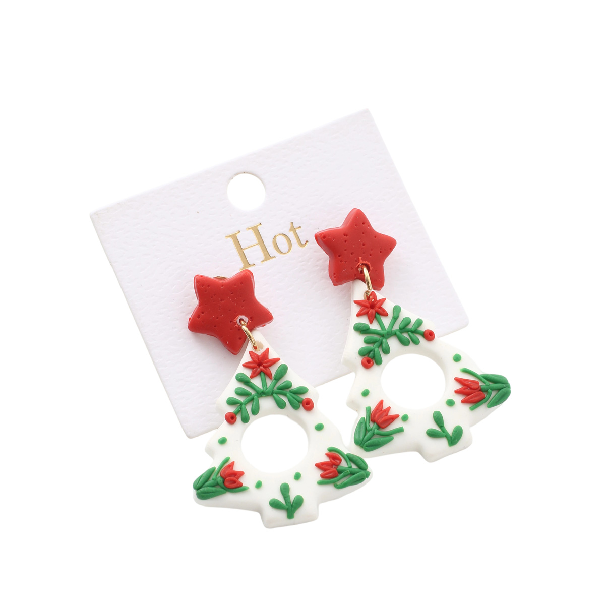 Polymer Clay Drop Earring, for woman & hollow, 44x27x3.5mm, Sold By Pair