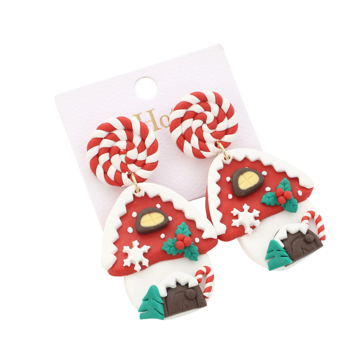 Polymer Clay Drop Earring, House, fashion jewelry & for woman, 56x31x5.5mm, Sold By Pair