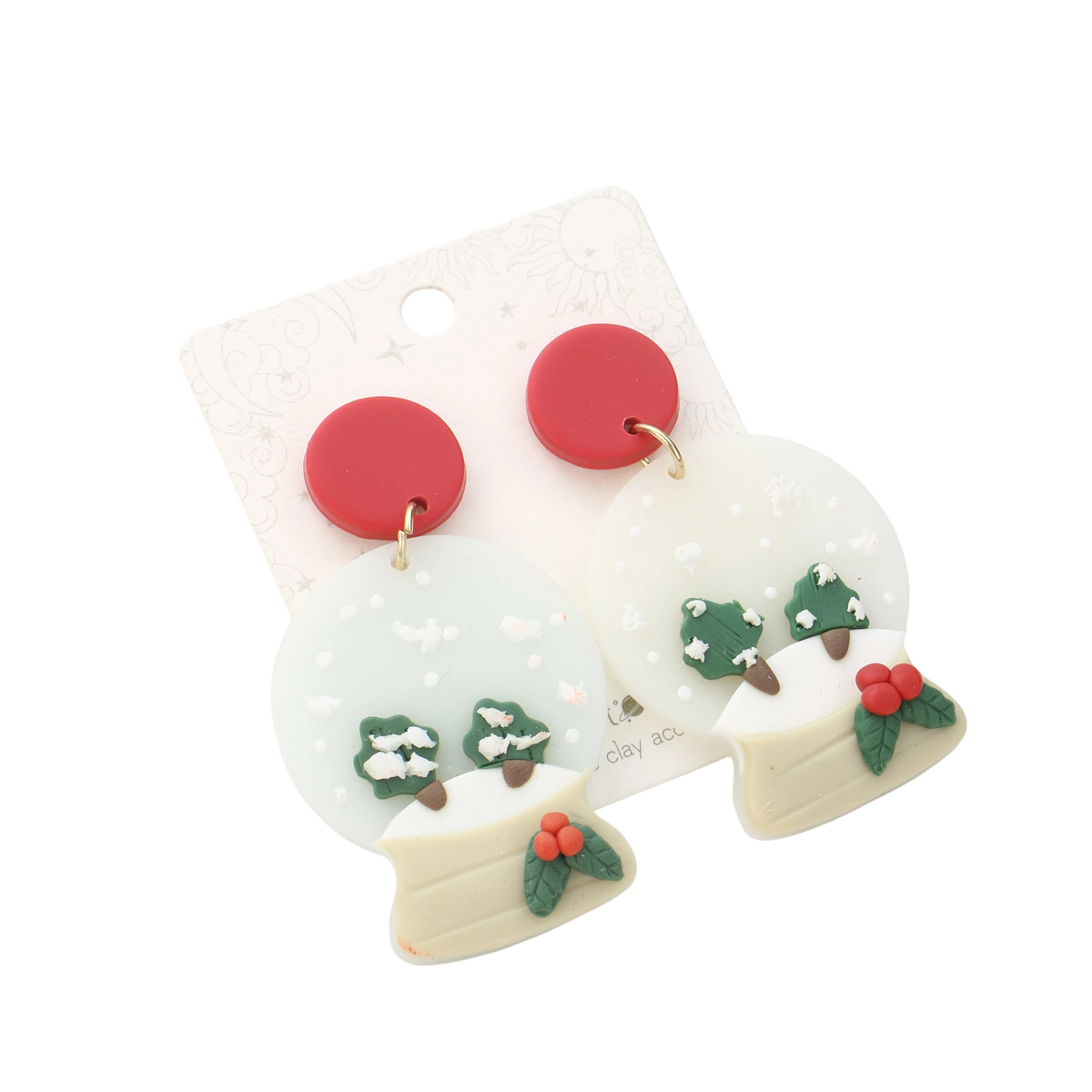 Polymer Clay Drop Earring, Crystal Ball Shape, fashion jewelry & for woman, 56x32x5.5mm, Sold By Pair