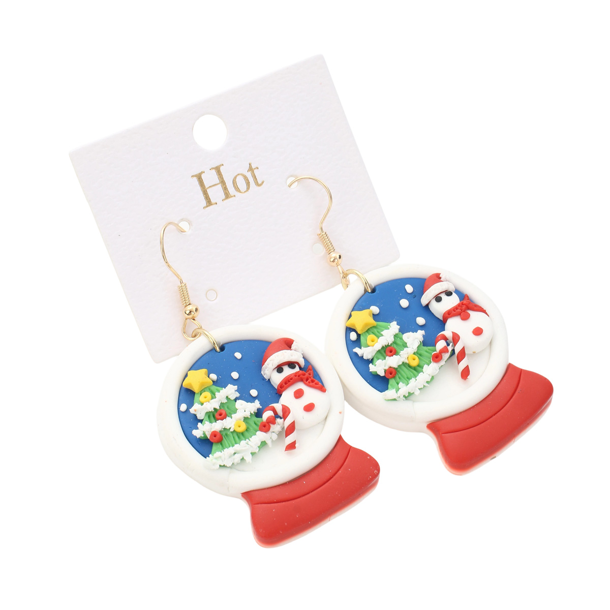 Polymer Clay Drop Earring, Christmas jewelry & for woman, 62x32x8.6mm, Sold By Pair