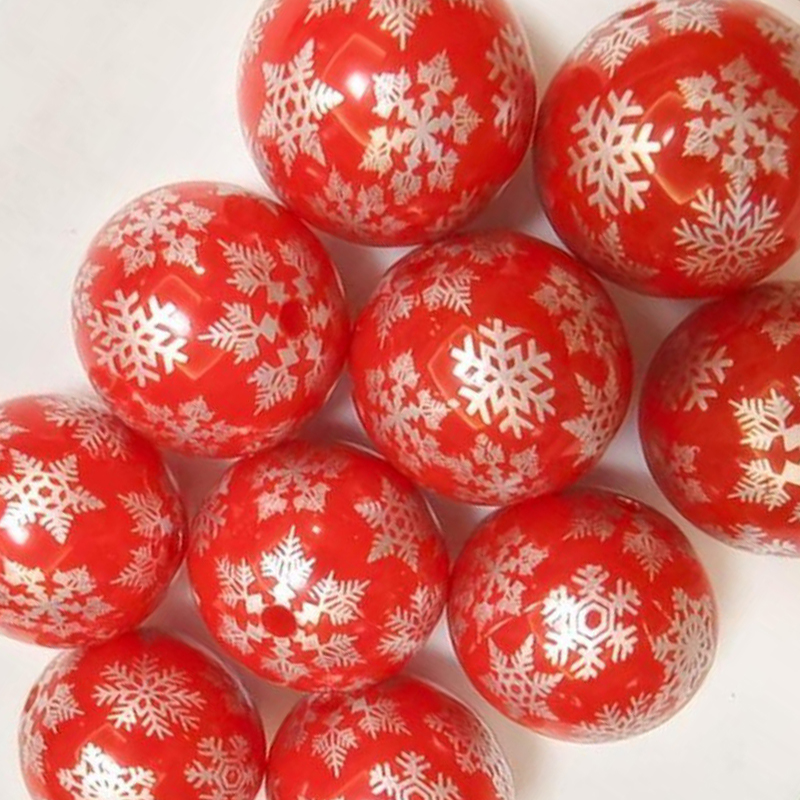 Printing Acrylic Beads, Round, Christmas Design & DIY, red, 20mm, Sold By PC