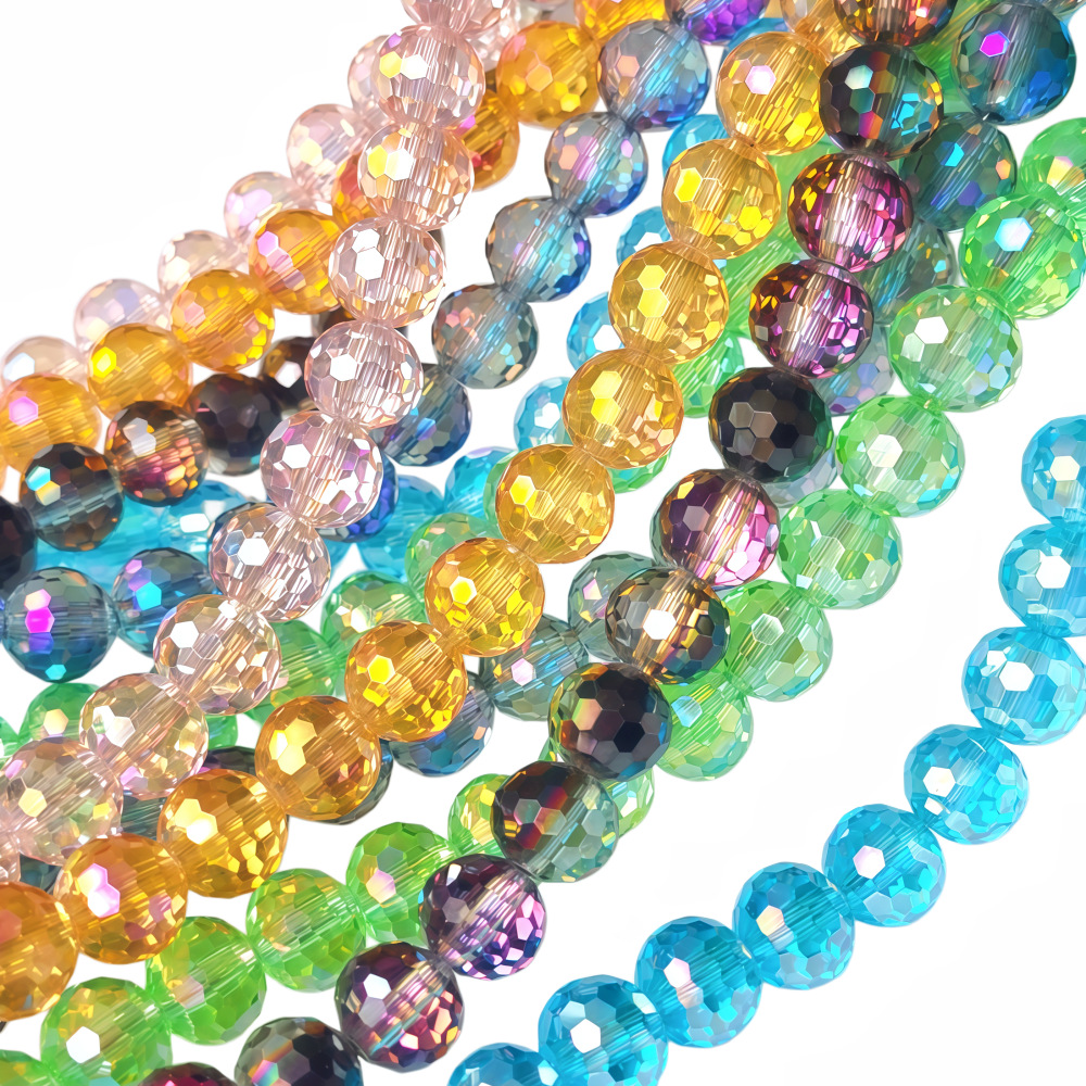 Miracle Glass Beads, Round, plated, DIY & faceted, more colors for choice, 6mm, Approx 100PCs/Strand, Sold By Strand