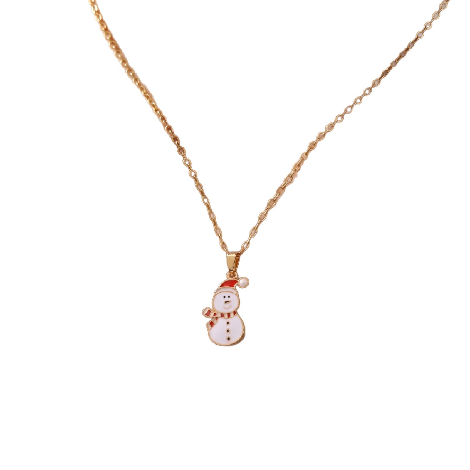 304 Stainless Steel Necklace, with 5cm extender chain, gold color plated, Christmas Design & different styles for choice & for woman & enamel & with rhinestone, Length:Approx 45 cm, Sold By PC