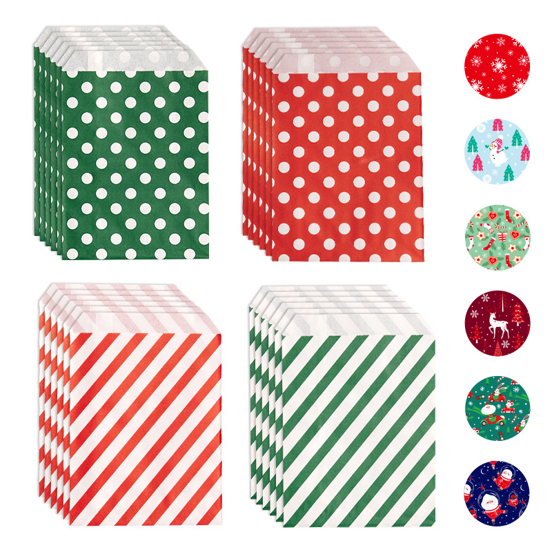 Christmas Gift Bag, Kraft, Rectangle, printing, DIY, more colors for choice, 24PCs/Set, Sold By Set