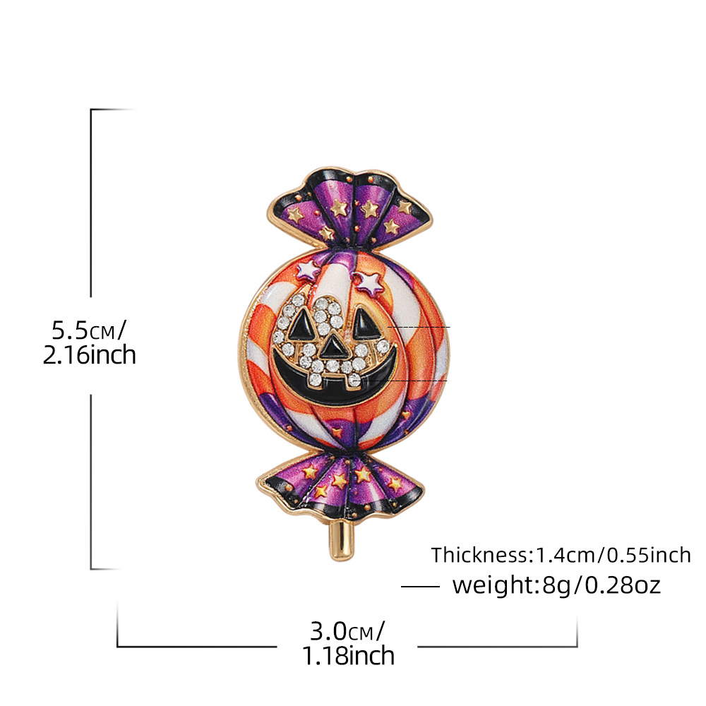 Zinc Alloy Brooch, Candy, gold color plated, Halloween Design & enamel & with rhinestone, 55x30mm, Sold By PC