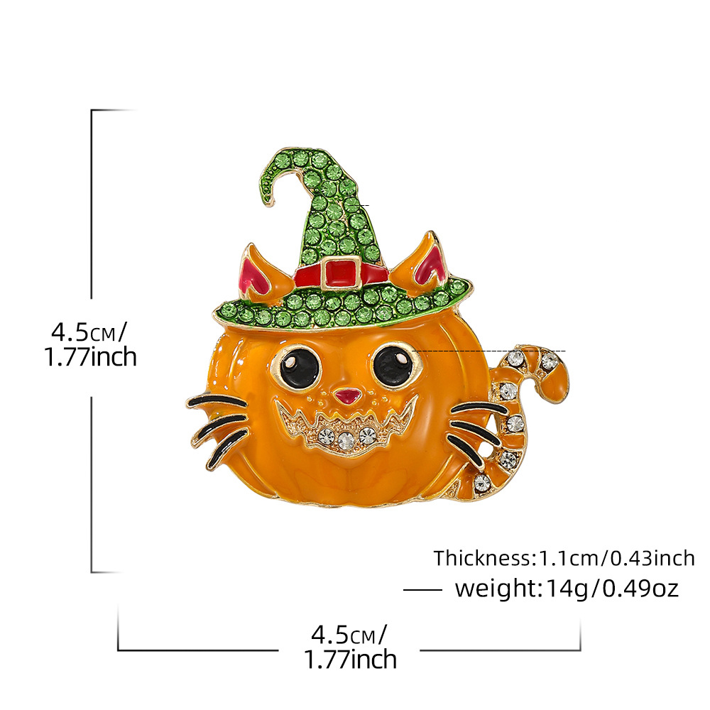 Zinc Alloy Brooch, Cat, plated, Halloween Design & enamel & with rhinestone, more colors for choice, 45x45mm, Sold By PC