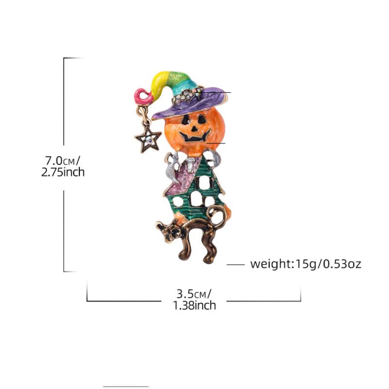 Zinc Alloy Brooch, Sorcerer, plated, Halloween Design & enamel & with rhinestone, 70x35mm, Sold By PC