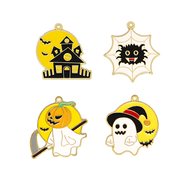 Zinc Alloy Skull Pendants, gold color plated, Halloween Design & DIY & different styles for choice & enamel, Sold By PC