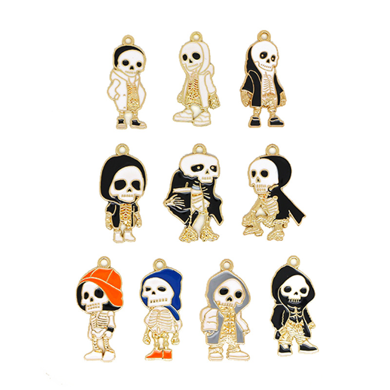 Zinc Alloy Skull Pendants, plated, Halloween Design & DIY & different styles for choice & enamel, more colors for choice, Sold By PC