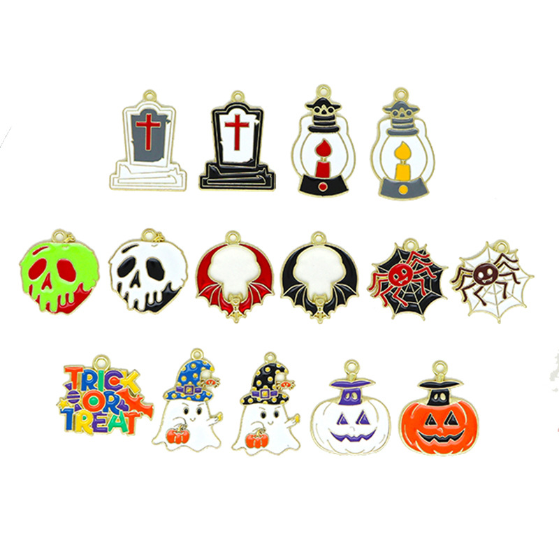 Zinc Alloy Skull Pendants, plated, Halloween Design & DIY & different styles for choice & enamel, more colors for choice, Sold By PC
