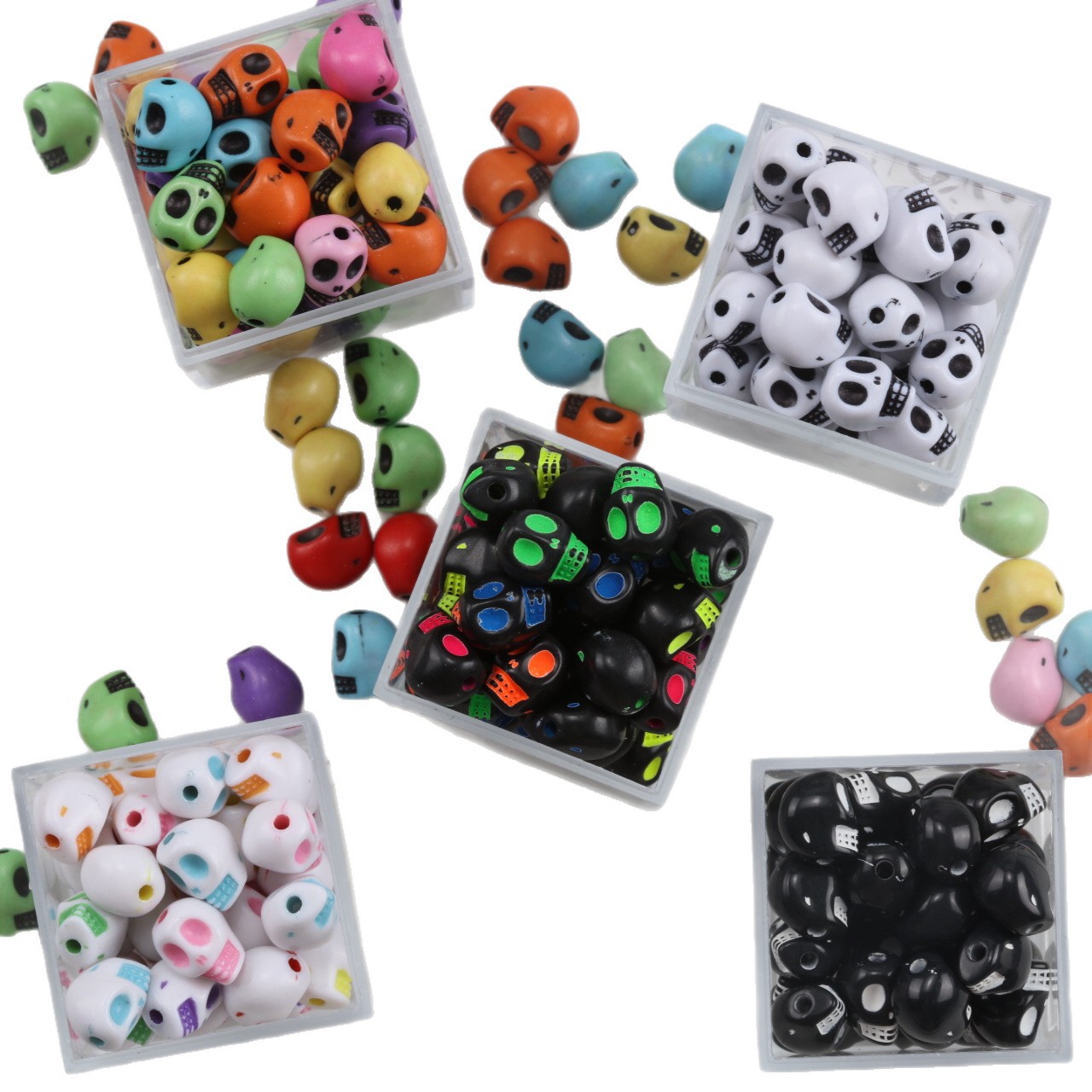 Halloween Jewelry Bead, Acrylic, Skull, Halloween Design & DIY & enamel, more colors for choice, 8x10mm, Sold By PC