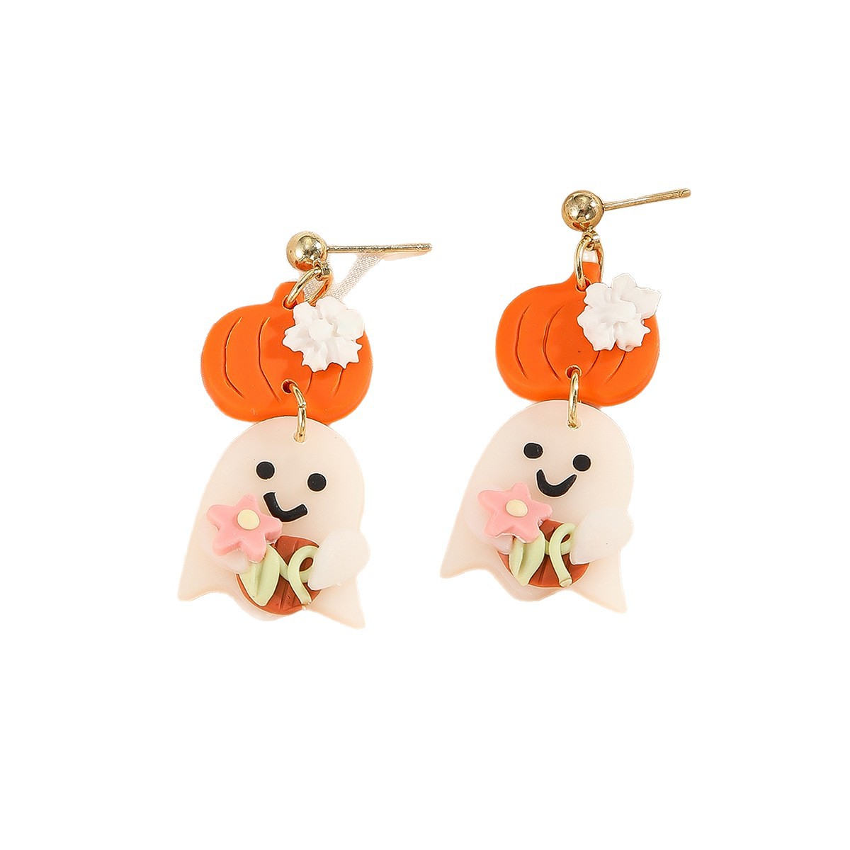 Polymer Clay Drop Earring, Ghost, handmade, Halloween Jewelry Gift & for woman, more colors for choice, Sold By Pair