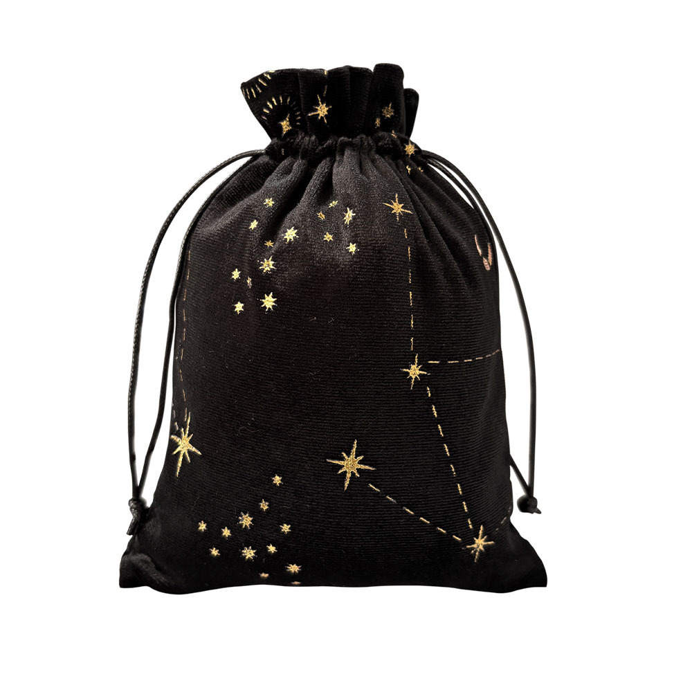 Velveteen Drawstring Bag, epoxy gel, dustproof & with star pattern, black, Sold By PC