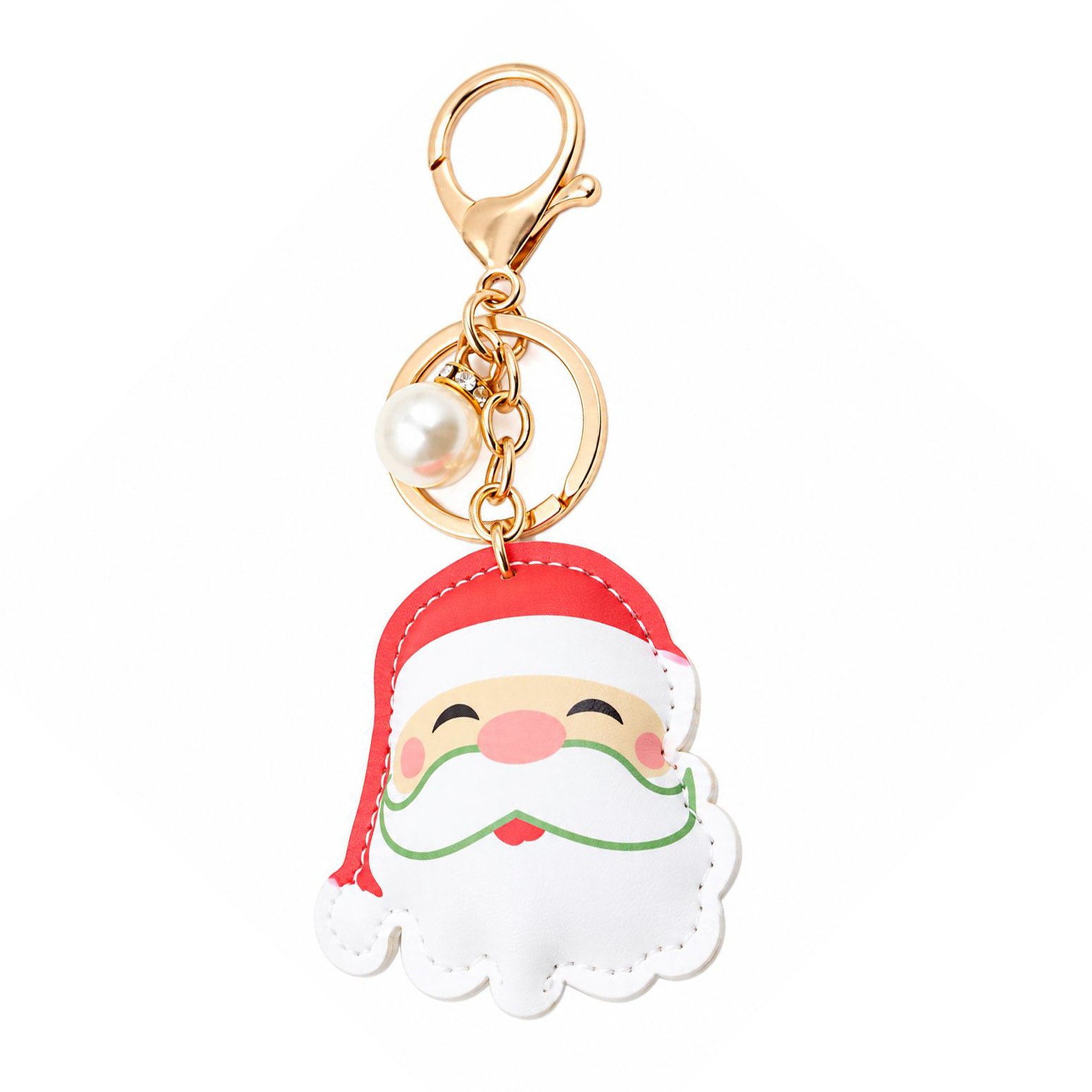 PU Leather Key Clasp, with Zinc Alloy, Santa Claus, printing, portable & Christmas Design & for woman, 55x70mm, Sold By PC