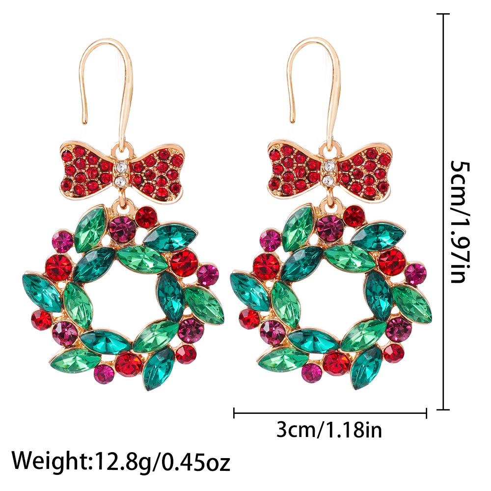 Zinc Alloy Drop Earring, with Plastic Pearl, Bowknot, plated, Christmas Design & micro pave cubic zirconia & for woman & enamel, more colors for choice, Sold By Pair