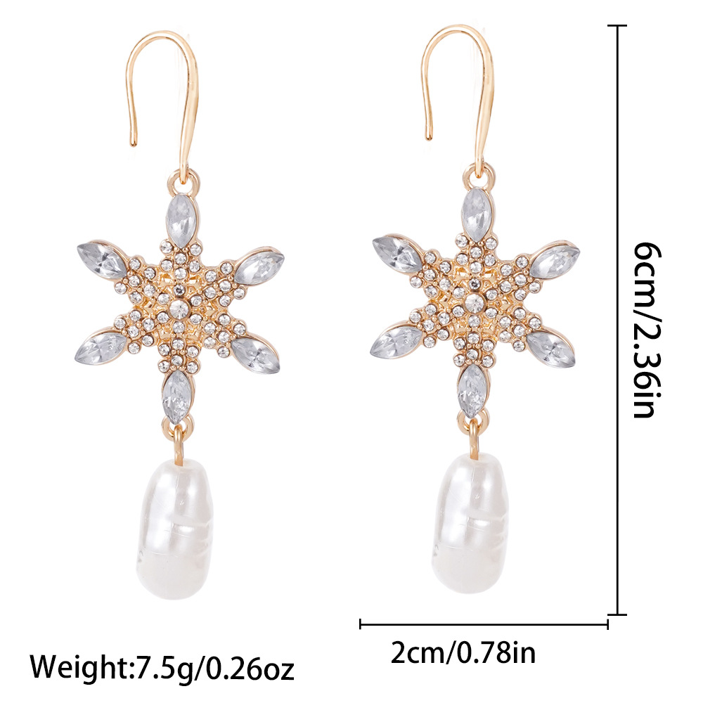 Zinc Alloy Drop Earring, with Plastic Pearl, gold color plated, Christmas Design & DIY & for woman, 20x60mm, Sold By PC