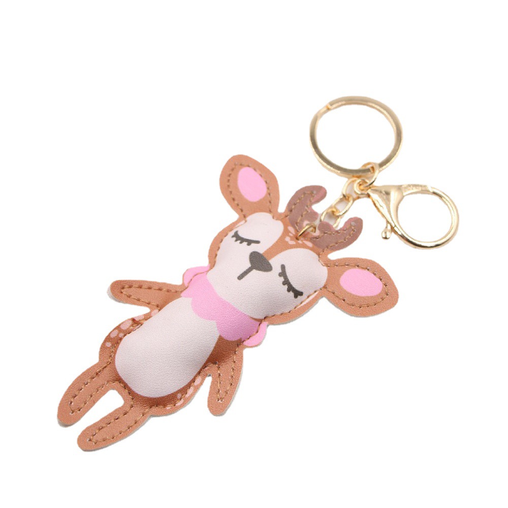 PU Leather Key Clasp, with Zinc Alloy, Christmas Reindeer, printing, portable & for woman, 110mm, Sold By PC