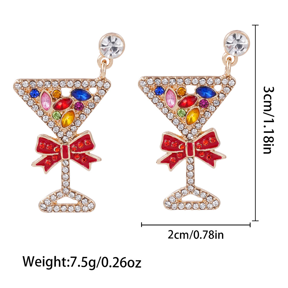 Zinc Alloy Drop Earring, Cup, plated, for woman & enamel & with rhinestone, Sold By Pair