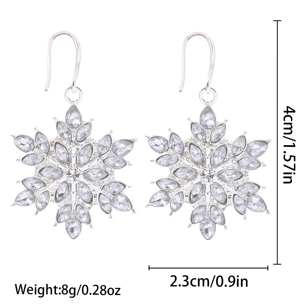 Zinc Alloy Drop Earring, Snowflake, plated, Christmas Design & for woman & with rhinestone, white, Sold By Pair