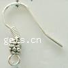 Iron Hook Earwire, with Zinc Alloy, Rectangle, plated nickel free, 4mm 