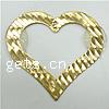 Brass Stamping Pendants, Heart, gold color plated, flower cut 