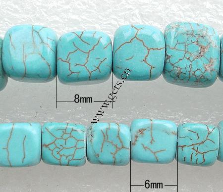 Dyed Natural Turquoise Beads, Square, different size for choice, Length:16 Inch, Sold By Strand