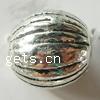 Zinc Alloy Corrugated Beads, Drum, plated nickel, lead & cadmium free, 10mm 