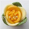Flower Polymer Clay Beads, layered, yellow, 15mm 