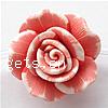 Flower Polymer Clay Beads, layered, red, 25mm 