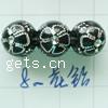 Silver Accent Plastic Beads, Round, plated, with flower pattern 8mm 