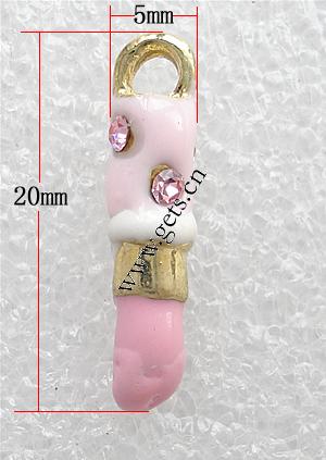 Zinc Alloy Tool Pendants, Lipstick, plated, enamel & with rhinestone, more colors for choice, 20x5mm, Sold By PC